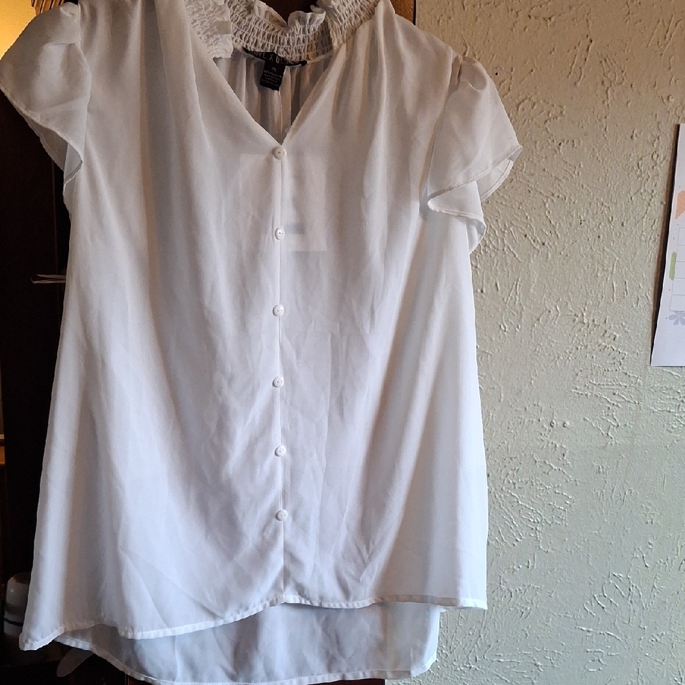 White Lace Trim Blouse